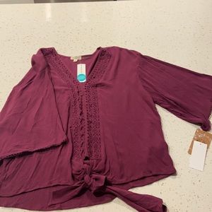 Purple tie blouse